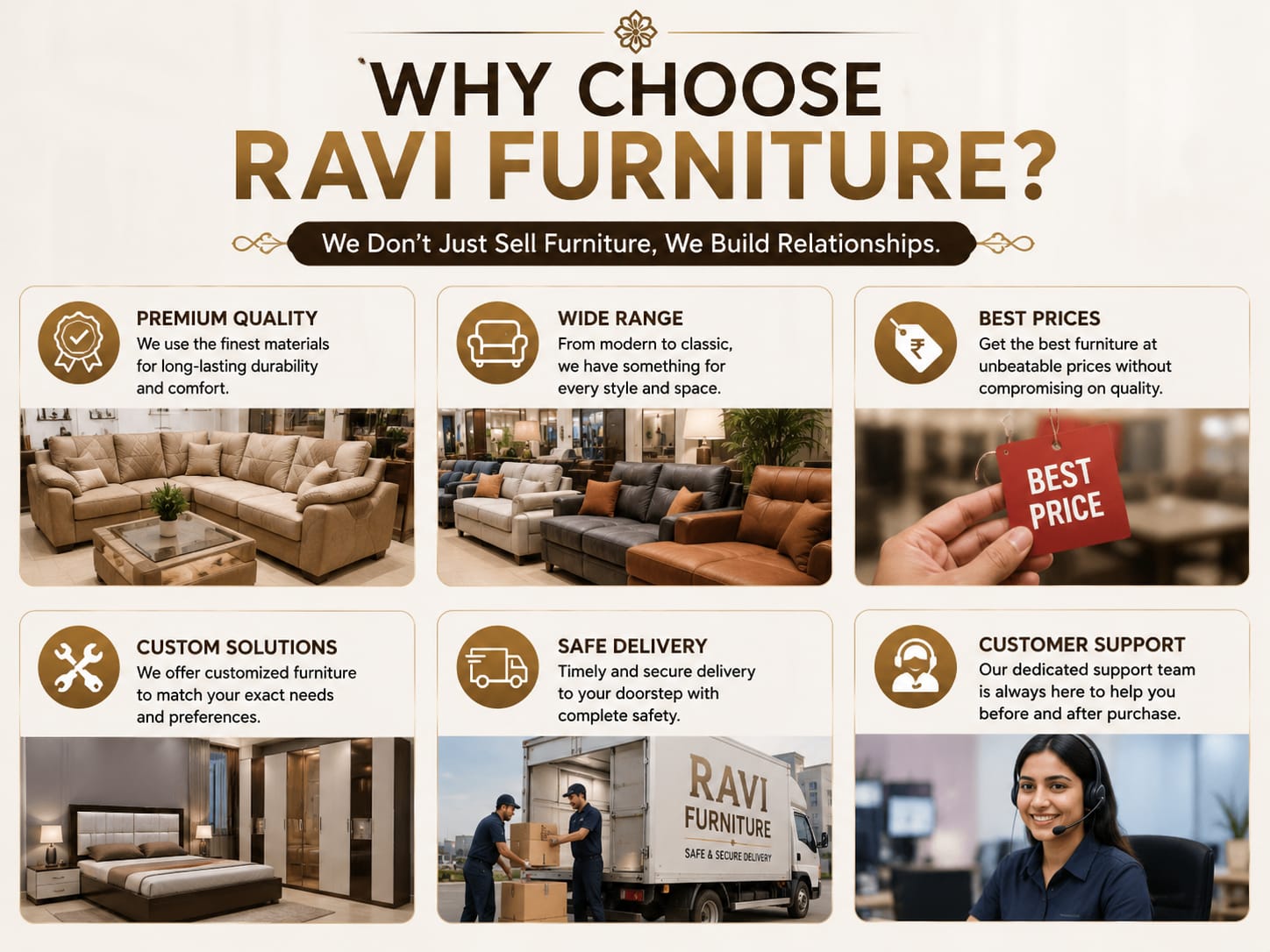 Featured Ravi Furniture collection and customer benefits
